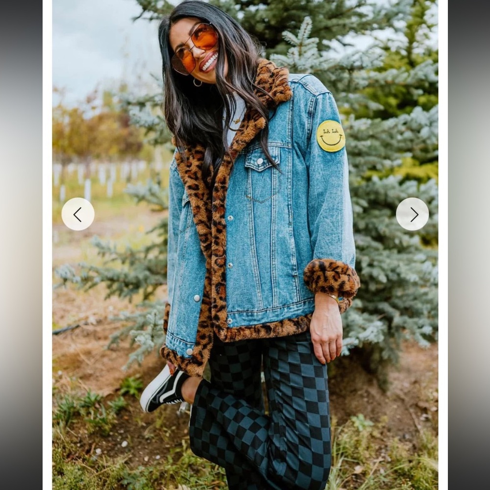Lala Forever Patched Trucker Jacket in Leopard